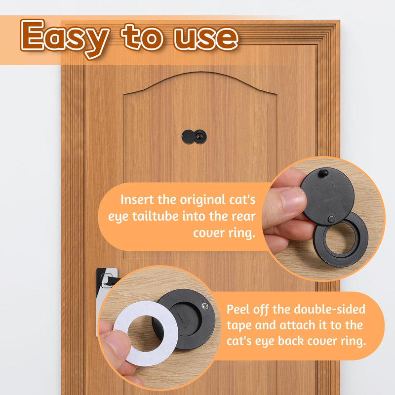 Peephole Cover, Peep Hole Covers Privacy Door Viewer Cover with Matching Self Adhesive Installation Tool Home Security Privacy Protection (Matt Black)