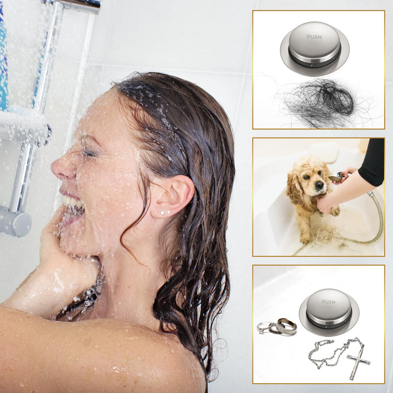 Bathtub Drain Tip-Toe Tub Trim Set with Two-Hole Overflow Faceplate, Bath Drain Trim Set Conversion Kit Assembly, Coarse Thread Replacement Trim Kit (Brushed Nickel) Brushed Nickel-
