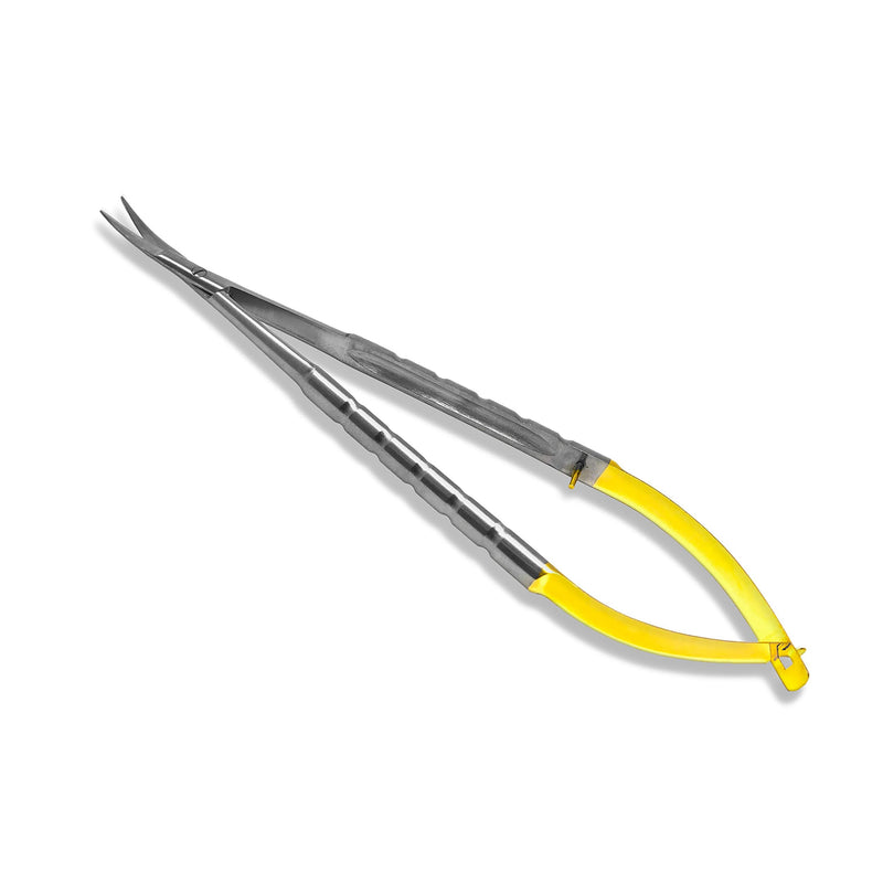 Cynamed TC Castroviejo Micro Scissor with Tungsten Carbide Inserts and Gold Ends - Premium Grade Instrument (5.5 in. - Curved Blades) 5.5 in. - Straight Blades