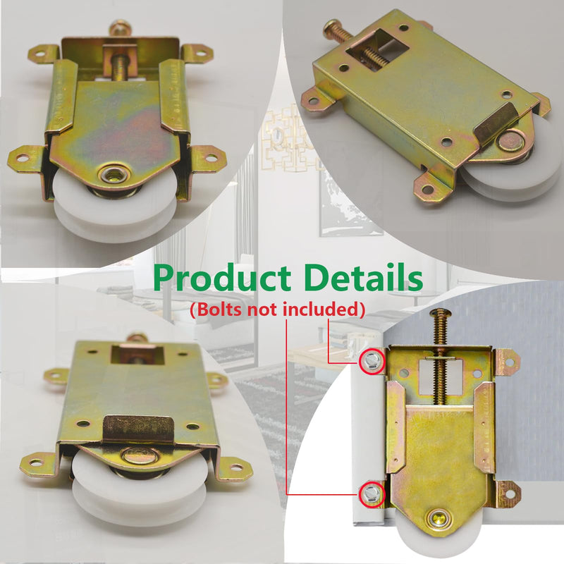 Sliding Mirror Closet Door Rollers Replacement Hardware Fits Contractors Part #W8020C or Hard 1775 Wardrobe Doors Wheels, 1-1/2" Durable POM Concaved Ball Bearing Wheel, 4 Pack ‎2-1/2" H.C.- 4Pack
