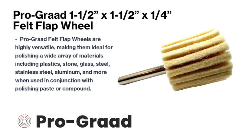 10 Pack 1-1/2" X 1-1/2" Felt Flap Wheel with 1/4" Shank Mounted, Perfect for Surface Finishing, Polishing, Buffing Plastics, Stone, Glass, Steel, Stainless, Aluminum & More, Pack of 10 1-1/2" x 1-1/2" x 1/4"