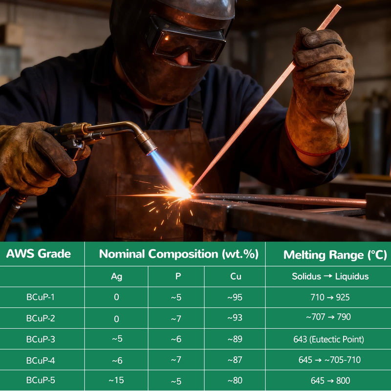 COCODE 40 Sticks 15% Silver Brazing Rods AWS BCuP-5 Silver Solder 0.050"x1/8"x10" Phosphorus Copper Brazing Alloy Flat Welding Rods for HVAC, Refrigerator, Cold Storage, Air Conditioning BCup-5: 40 PCS