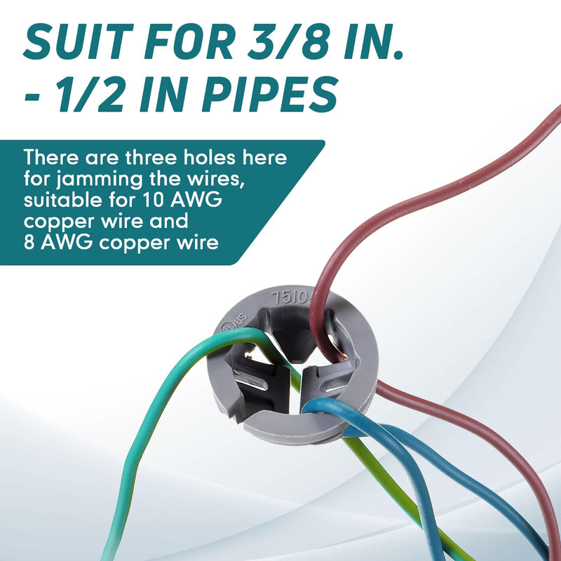 Sintuff 50 Pcs 3/8 In. - 1/2 In. Non Metallic Button Push-in Bulk Connector Gray NM Cable Connector Electrical Conduit Fittings Fits for 1/2 Inch Knockouts