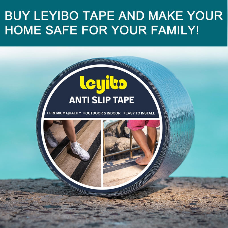 Anti Slip Tape, 4 Inch x 16 Ft Grip Tape for Stairs Outdoor/Indoor, Waterproof Non Skid Roll for Stair Treads Non Slip, High Traction Friction Abrasive Adhesive Stair Steps - Black 4" x 16' 1