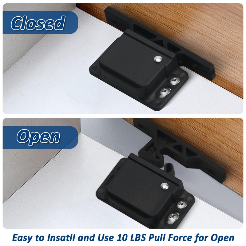 RV Drawer Latches for Camper RV Home Travel Trailer, RV Cabinet Latches Door Replacement Universal Push-to-Close Grabber Catch 10 LBS Pull Force Office Cabinet Drawer with Mounting Screws 4 Pack