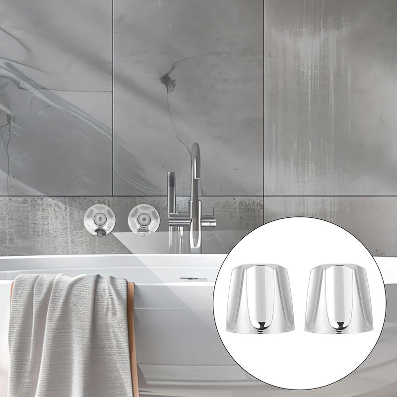 Shower Knobs Replacement Kit 2 Piece, Matte Shower Hot and Cold Tub Knobs Include Base Connectors Screws Bathtub Faucet Handle Remodel Trim Kit Compatible with Pfister Verve (Silver) Silver
