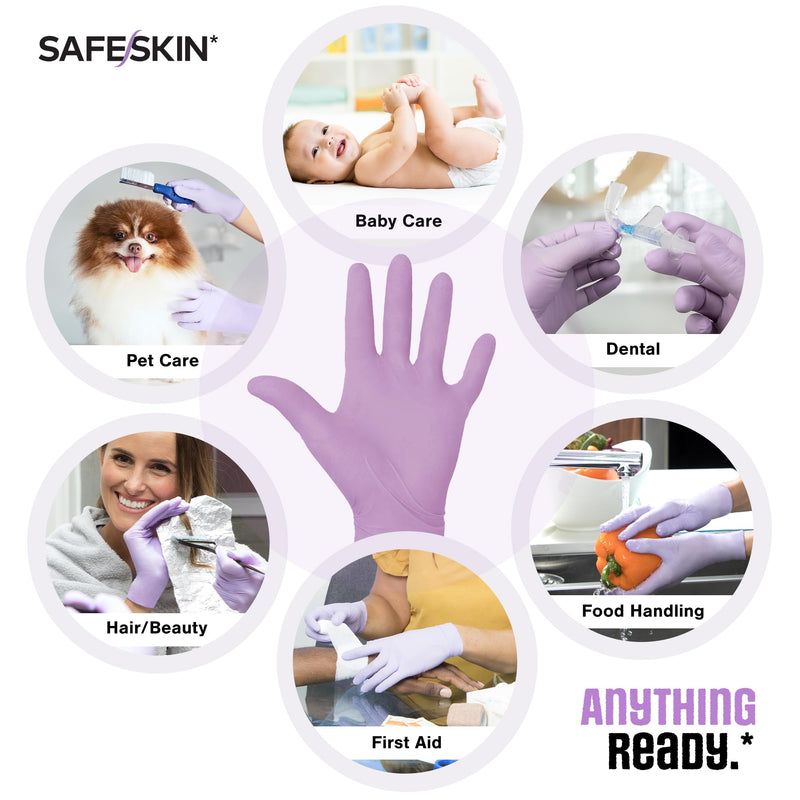 SAFESKIN Disposable Nitrile Gloves in POP-N-GO Pack of 50 or 200 Powder Free - Hair, Cleaning, Medical Use, Food Handling Medium (Pack of 50)