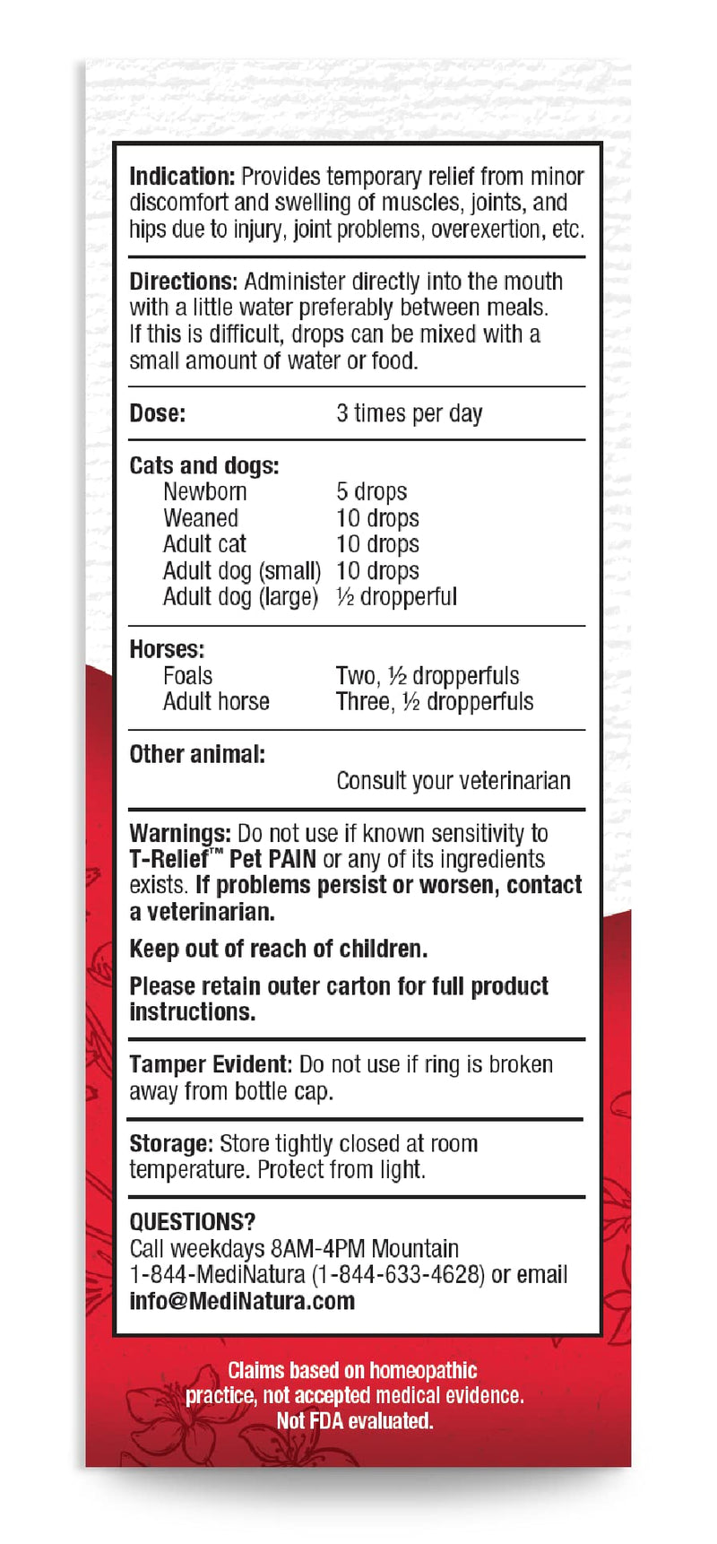 T-Relief Pet Pain Relief Drops Arnica +12 Powerful Natural Medicines Help Reduce Muscle Joint & Hip Pain Soreness Stiffness Injuries in Dogs & Cats - Fast-Acting Soother - 1.69 oz T-Relief Pet Pain drops - 1.69 oz - NewNest Australia
