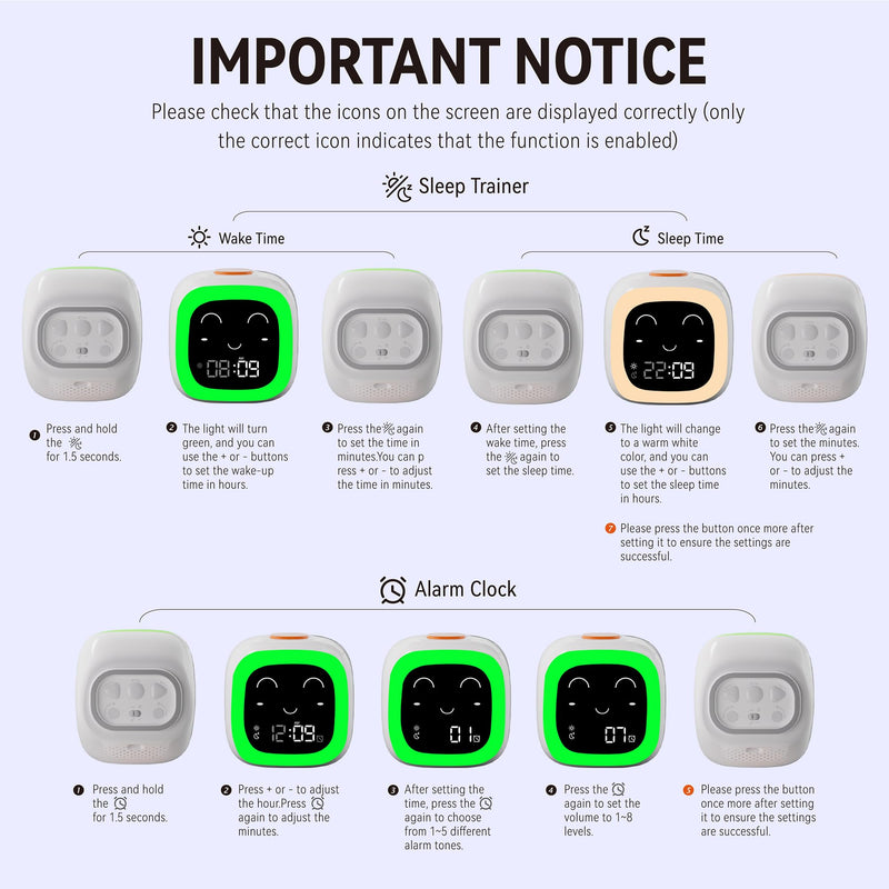 OK to Wake Alarm Clock for Kids, Toddler Sleep Training Clock with Sound Machine, Kids' Night Light, Digital Alarm Clock for Boys' and Girls' Bedrooms