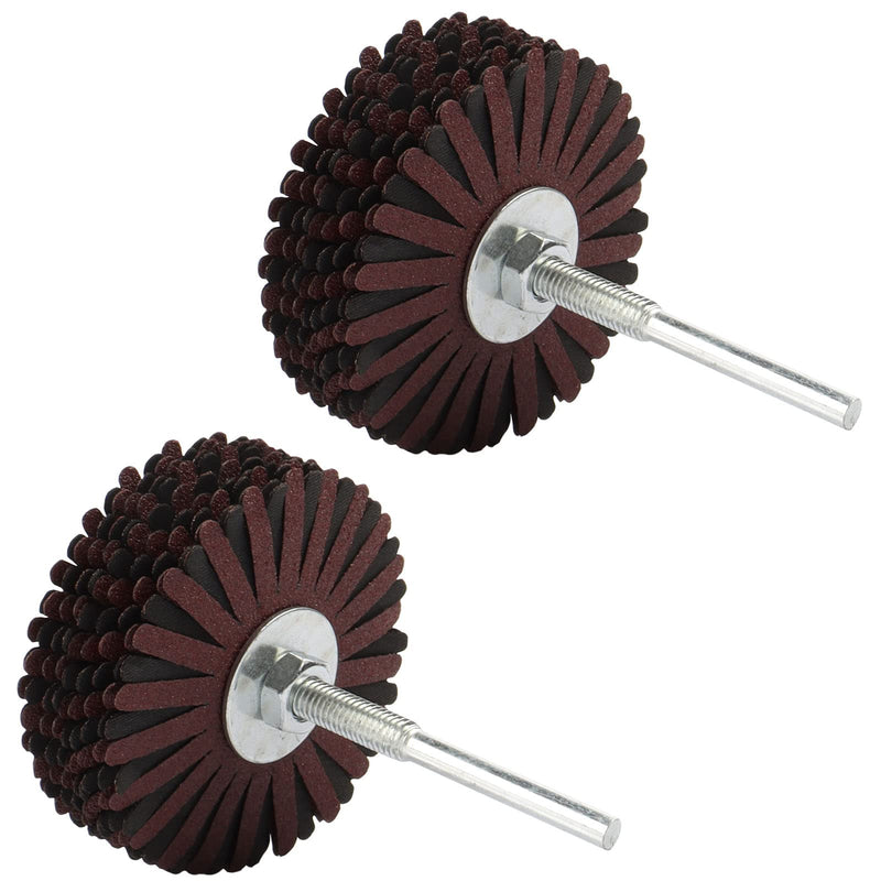 Rocaris 2 Pack Abrasive Flap Wheel -150# Nylon Sanding Wheel Brush Abrasive Grinding Head with 1/4 Inch Shank for Woodworking Root Carving Furniture Polishing and Removing of Rust/Corrosion/Paint. 2 Pcs(150#)