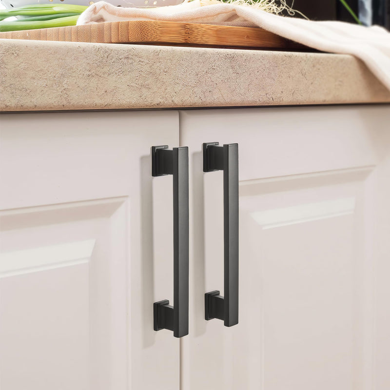 AVICCI 10 Pack Cabinet Handles-5”128mm Screw Spacing Mattle Black Kitchen Drawer Pulls Cabinet Hardware Handles Wardrobe Bedroom Dresser Cabinet Pulls 5"(128mm)Hole Center-10Pcs Matte Black