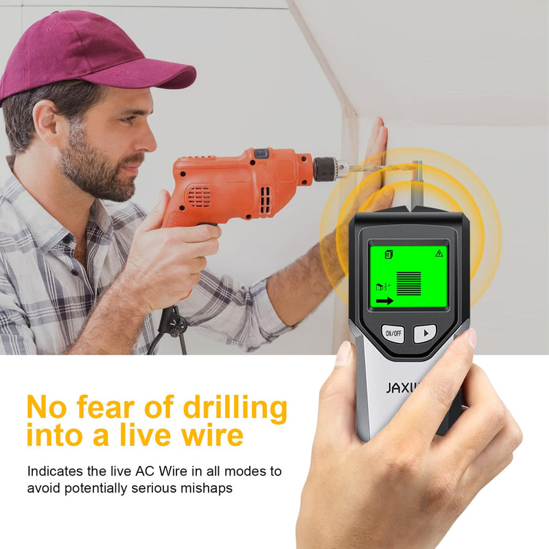 Stud Finder Wall Scanner - 5 in 1 Stud Finder Tool w/Microprocessor Chip and HD LCD Display, Stud Detector Beam Finders for the Center and Edge of Wood AC Wire Metal Studs Joist Pipe (misty Gray)