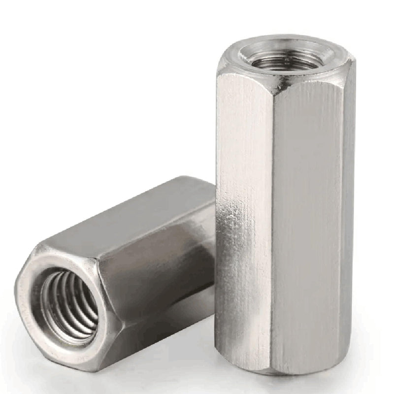 2PCS M8 X 1.25-Pitch 25mm Length 304 Stainless Steel Metric Hex Coupling Nut M8x25mm