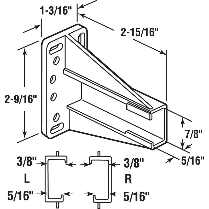 Prime-Line MP7240 Drawer Slide Track Back Brackets (1 Set)
