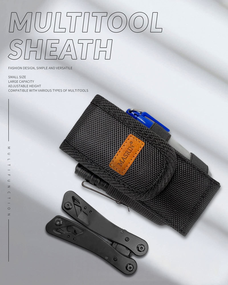 Multitool Sheath-EDC Pouch,Multi Tool Holster for Belt,Small Tactical Tool Pouch Accessories,Organizer Sheath Compatible with Multi Tool Case with Leather Logo and Belt Clip for Man