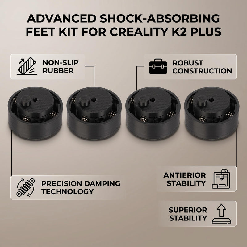 4Pcs Anti Vibration Feet Shock Absorbing Pads for 3D Printers Like K2 Plus Ender 3 CR-10 Rubber Noise Reduction Stable Leveling Accessories
