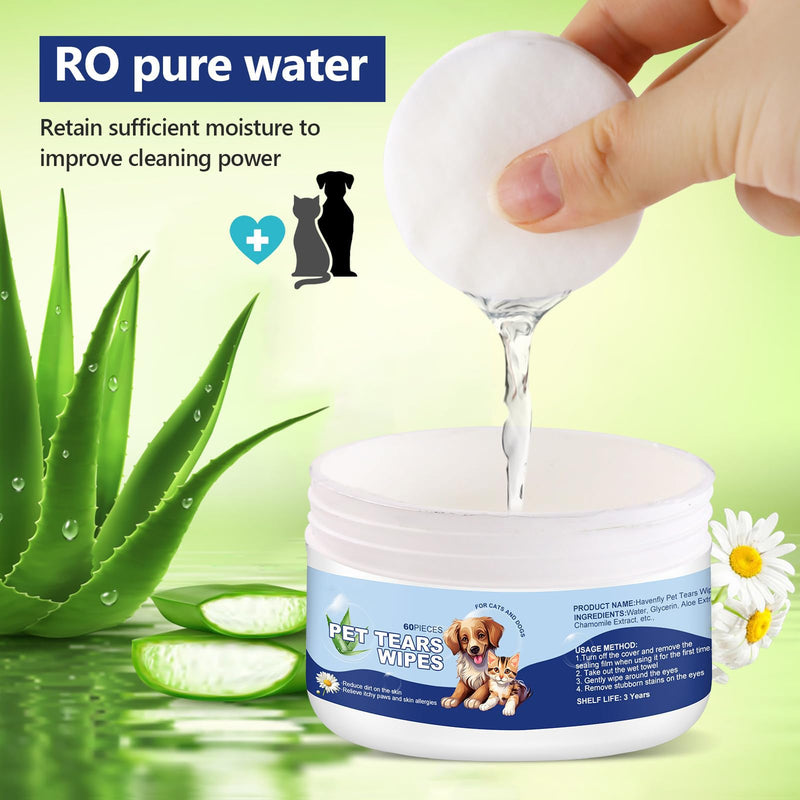 Dog Ear Wipes, Eye Wipes for Cats, Dog Tear Stain Remover Wipes, Pet Eye Wipes for Discharge and Crust (60pcs) 1