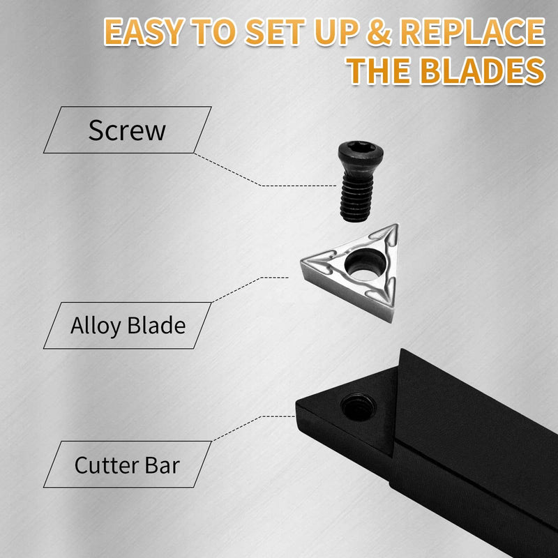 5/16" Indexable Carbide Turning Inserts Holder Set for Machining Lathes, 5 Pcs Set Metal Lathe Tools Inserts Bits with Carbide Inserts TCMT090204. 5/16"