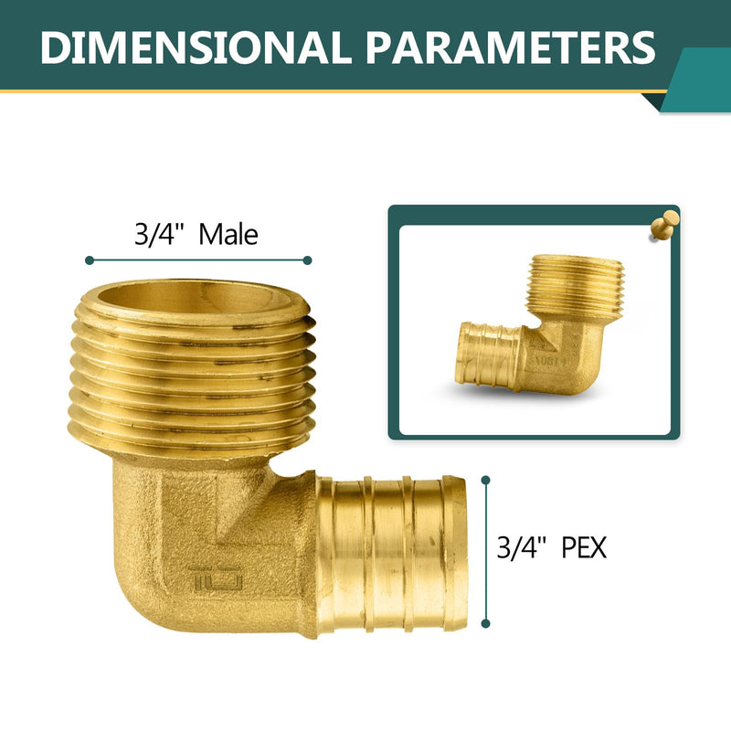 10-Pack Niikappu Pex Fittings 3/4" PEX x 3/4" MNPT Elbow(PEX1807099-10) 10 3/4" x 3/4"