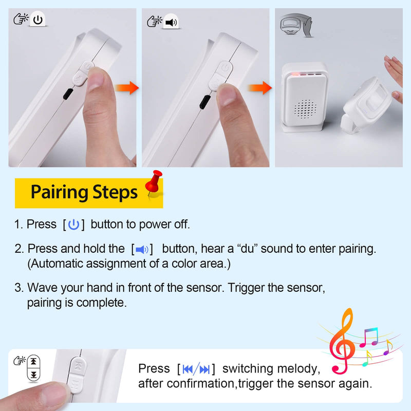 Cruxer Motion Sensor Alarm,Wireless Motion Detector Door Chime Doorbell for Home Store Business,Caregiver Reminder for Elderly,USB/Battery,Vibration 1 Sensor + 1 Receiver
