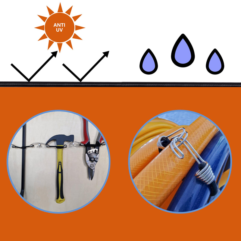 Mini Bungee Cords with Hooks. Versatile Outdoor Bungee Cord Set. Includes, 2inch, 4inch, 6inch, and 8inch, Totaling 16 Bungee Cords. (16pcs, Black, Four Sizes)