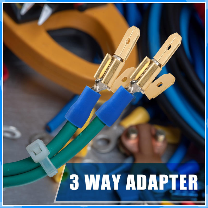25 Pcs Piggyback Spade Connectors, 3 Way Adapter Dual Male to Single Female Brass Quick Disconnect Connectors Piggyback Terminals Crimp Terminals Assortment Kit, Unisulated 25