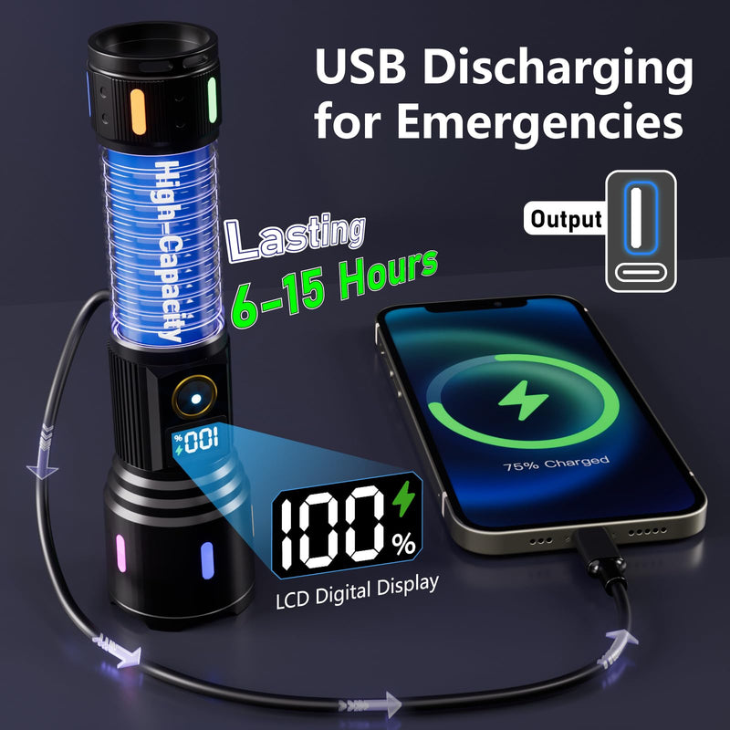Rechargeable Flashlights High Lumens, 990,00LM LED Super Bright Flash Light, Handheld Tactical Flashlight, Adjustable High Powered Flash Lights, 5-Mode Powerful Linternas for Emergencies Camping