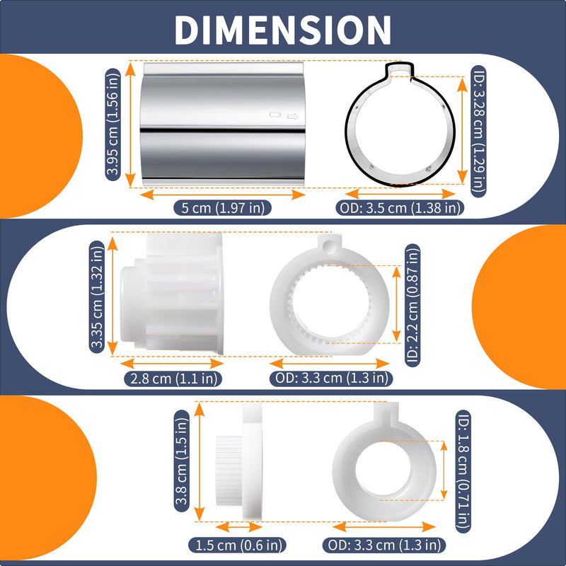 Enhon 2 Pack Stop Tube and Temperature Limit Stop Kit Replacement for 96987, Compatible with Moen Posi-Temp 1 Handle Tub/Shower Faucet Valve Cartridge, Small, Chrome