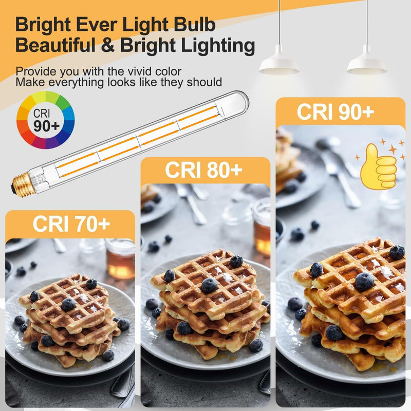 XININSUN T300 Led Bulb, 11.8 Inch Long Tubular Led Light Bulbs, 100Watt Equivalent, 1000lm, Dimmable, Clear Glass, E26 10W T10 LED Edison Tube Lamp Bulb,4 Pack. (10W=100W 2700K) 10w=100w-2700k