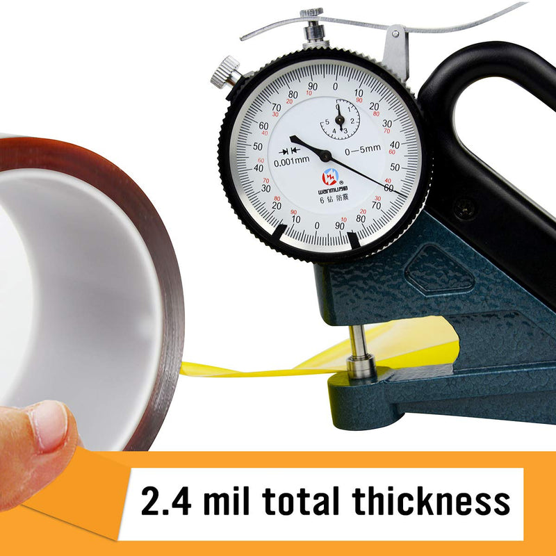 Kapton Tape, Polyimide Film Tape, 2" x 36 yd, for 3D Printing, Electric Task, Soldering, No Residue. 2"(50mm)-36yds-1 Roll