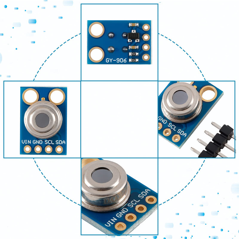 GY-906 MLX90614 Non-Contact IR Infrared Temperature Sensor Module IR Temperature Acquisition Module High Precision High Resolution Infrared Temperature Sensor IIC Serial Port for Arduino