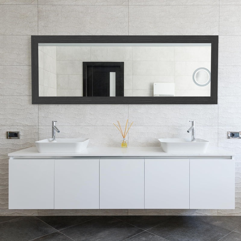 LONGKING Premium 10M Black Wood Grain Peel and Stick Mirror Border Wall Decal: Waterproof PVC Wallpaper Sticker for Kitchen & Bathroom, 393x4.2 in 4.2" x 393"