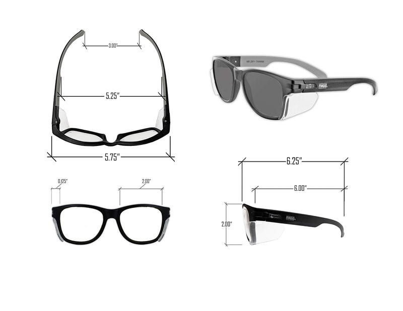 MAGID Y50 Safety Glasses, ANSI Z87.1, Anti-Fog UV Protection, 2 Pack Combo Lens 1 Clear 1 Gray, Side Shields, Black Frame, 2 Pairs Combo Lens | Clear & Gray
