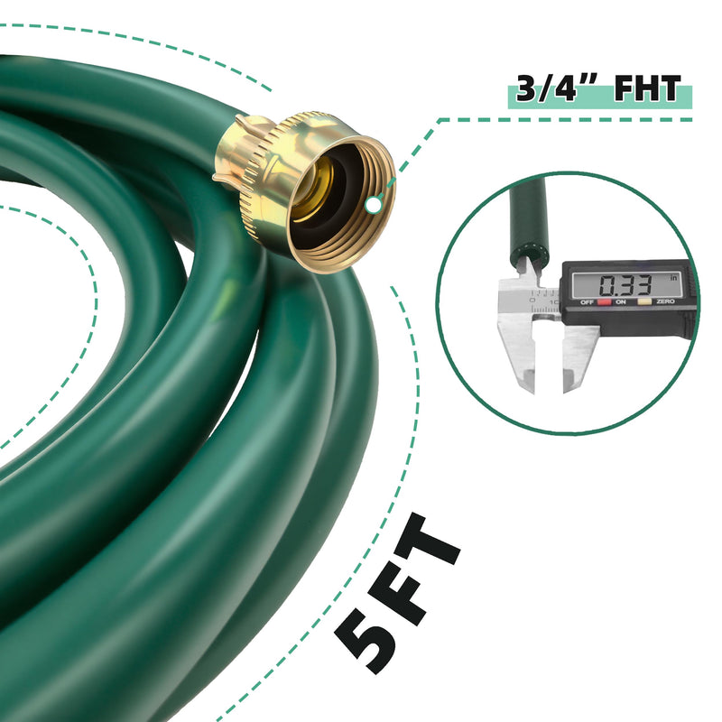 Burst-Proof Dehumidifier Drain Hose – 5 FT Green Rubber, 3/4" FHT, Heavy Duty, Flexible, Leak-Resistant for Efficient Water Drainage,CUPC and NSF-61 Certificated