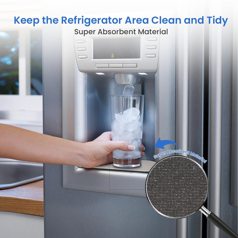 GLACIER FRESH Cuttable Refrigerator Drip Catcher, Water Absorbent Fridge Water Dispenser Drip Tray, Replacement for Whirlpool, GE, Samsung Fridge Accessories, Grey (Rectangular - 2pcs) Standard Refrigerator Drip Tray