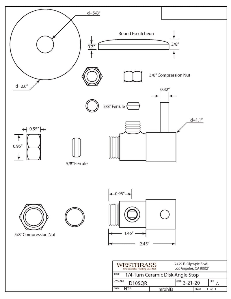 Westbrass A105QR-62 Round Lever 1/4-Turn Angle Stop 1/2" Copper x 3/8" Compression, 1-Pack, Matte Black 1 Pack - NewNest Australia