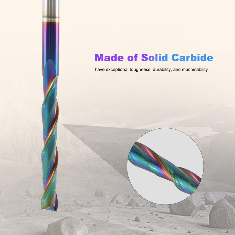 Extra Long 4 Inch Upcut CNC Router Bit 1/4 Inch Shank, 2 Inch Cutting Length, Long Router Bit with DLC Extreme Tool Life Coating, Solid Carbide CNC End Mill for Wood Carving Grooves, Trimming