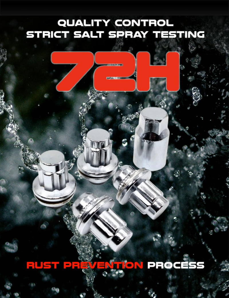 Set of 4 14x1.5 Veritek OEM Mag Washer Style Factory Replacement Chrome Lug Nut Wheel Locks w/Key for Toyota Sequoia Landcruiser Tundra Lexus LX VPE-45800N
