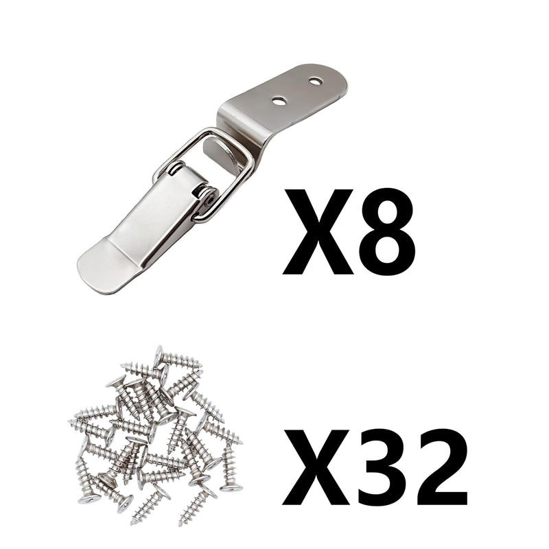 Lesnala 8 Pcs Stainless Steel 90 Degree Spring Toggle Lock Generic Latch with Mounting Screws for Box Cabinet Door Barn Wooden Case Toolboxes