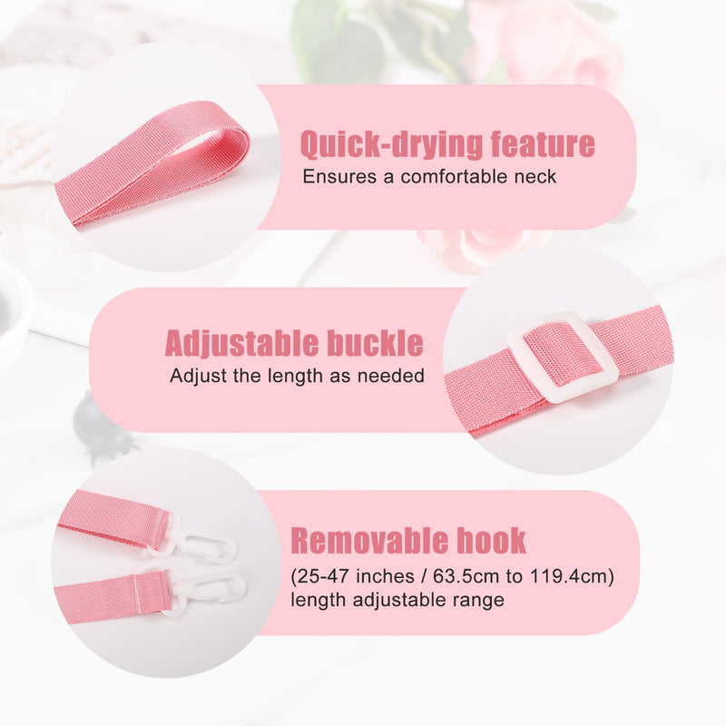 2pcs Shower Lanyard with 2 Hooks for Mastectomy Drain Holder, Pink Post-Mastectomy Must Haves Mastectomy Gifts for Women Drainage Bulbs After-Surgery Recovery Management Rope Clips Accessories