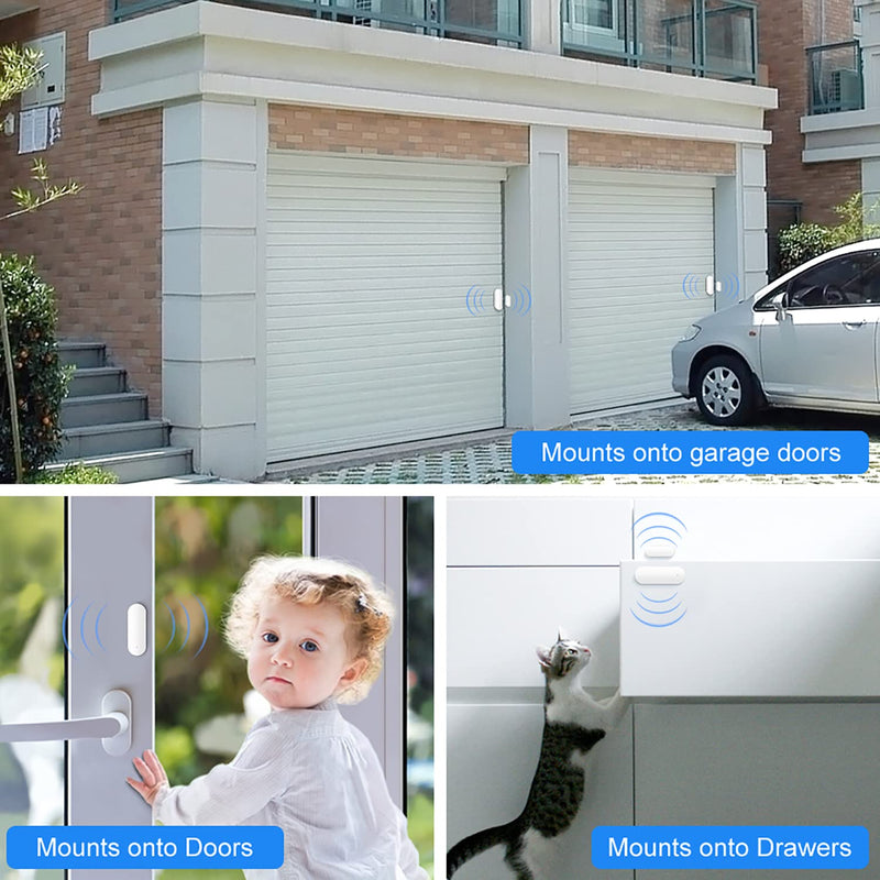 WiFi Door Sensor: Smart Door Open/Closed Detectors, Wireless Window Sensor with App Notification Alert, Contact Sensor for Home Security, Compatible with Alexa Google Assistant (4pack) 4pack