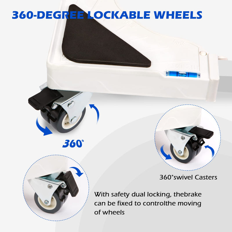 Nefish Furniture Dolly Adjustable Mini Fridge Stand Dolly Cart with 4 Lockable Wheels Washing Machine Stand Mobile Roller Universal Mobile Base Stand for Washer Dryer Refrigerator White