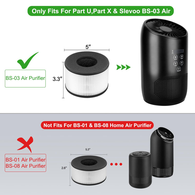 BS-03 Replacement Filter Compatible with PARTU & Slevoo BS03 Air Purifier