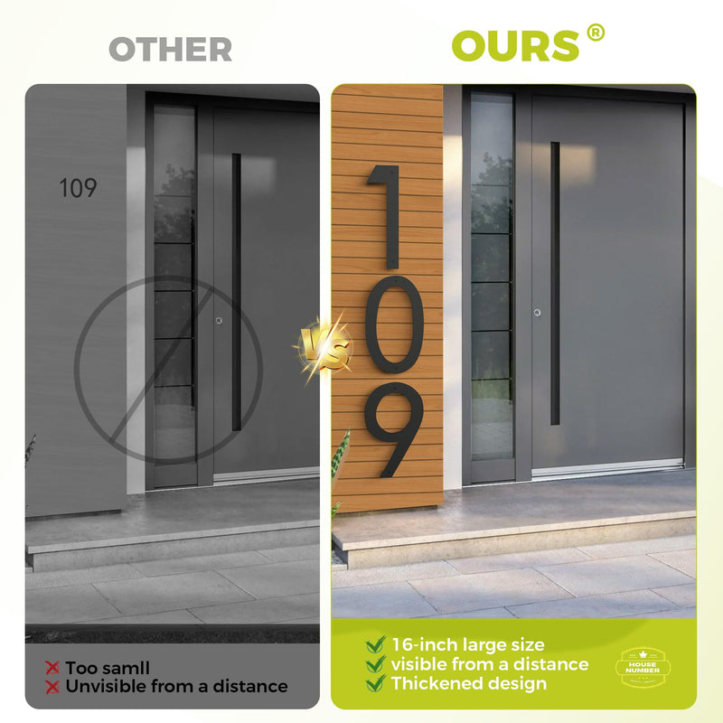 16 Inch Large House Numbers for Outside, Big Black Matte Metal Door Number 1, Oversized Address Numbers, Modern, Digital Signage for Houses, Apartments, Hotels, Factories (One) One