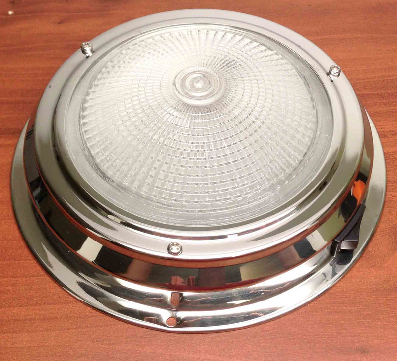 Pactrade Marine Boat 5" Lens Interior Ceiling Accent Dome Light 12V Stainless Steel with Toggle Switch Non-LED Warm White for Boat RV Room Cabin Surface Mount