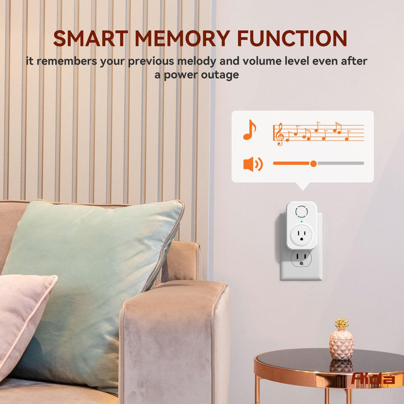 AIDA Wireless Doorbell, Self-powered Doorbell with Extra Socket, No Battery Required Push Button, Cordless Door Bell Ringer, 5 Volume Levels with 32 Doorbell Chimes (White, 1 Button & 1 Receiver) 1 Buttons & 1 Receiver White