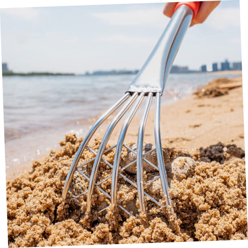 Clam Rake 15.7-Inch Stainless Steel Hand Tool with Sharp Claws for Efficient Clam Digging on Beaches and Gardens