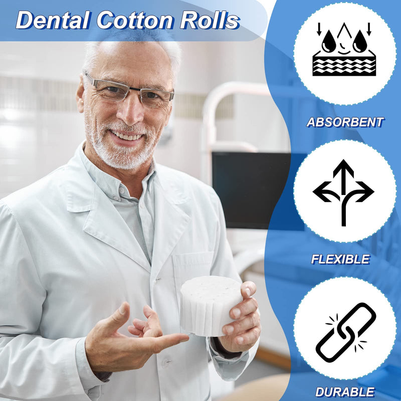 200 Pcs 1.5 Inch Dental Cotton Rolls for Mouth, Gauze Rolls Cottons Pads for Dentists Flexible Good Absorbent Cotton Nose Plugs Dental Cotton Swabs for Kid, Adult Nosebleed, Mouth Gauze Accessories 200