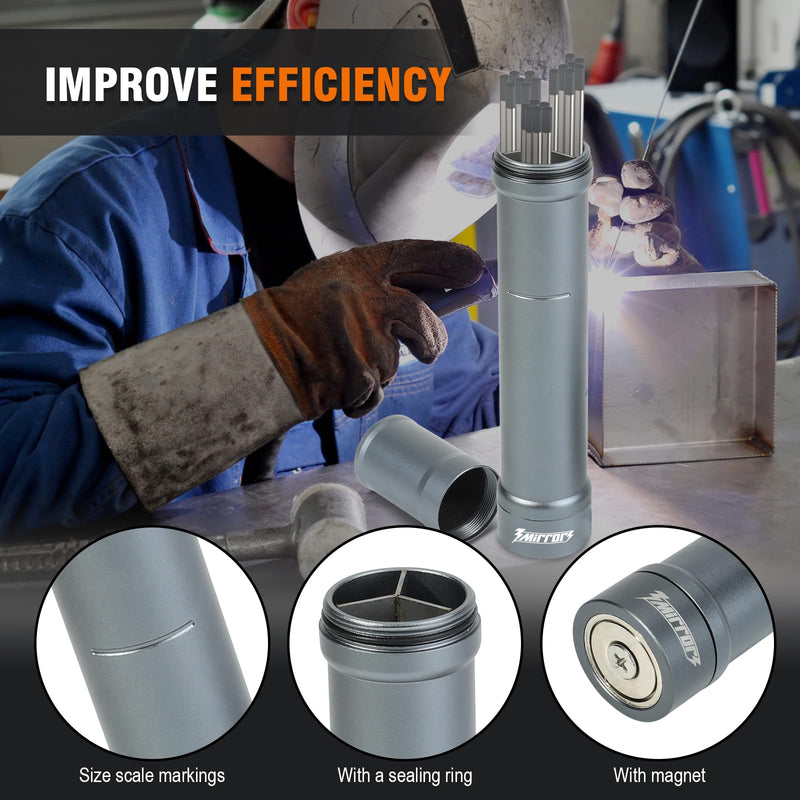 3mirrors Tungsten Holder-Titanium Gray Storage Tube for TIG Tungsten Electrode with 3 Section Divider & Magnetic Base,Protective Fit that Prevents Oxidation and Damage. Titanium Gray