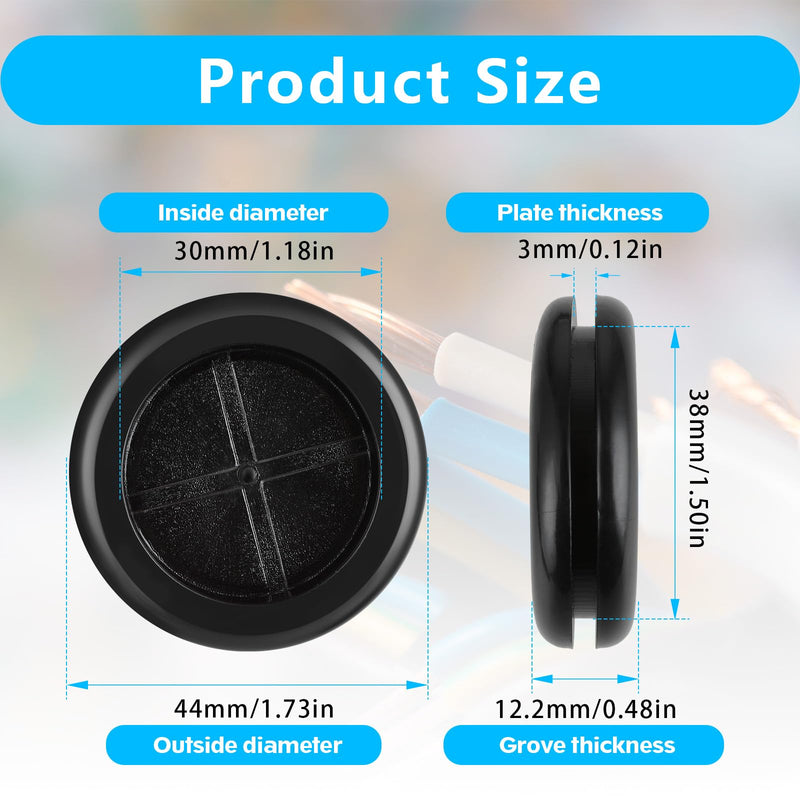 6 Pcs Rubber Grommets for Wiring, 1-1/2"Drill Hole, 1-3/16" ID, Rubber Cable Grommet Rubber Wire Grommets Protector Firewall Grommets Double-Sided Round Rubber Hole Plugs Grommets